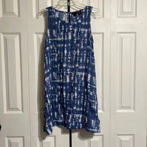 Tahari linen blue & white tie dye shift dress size S